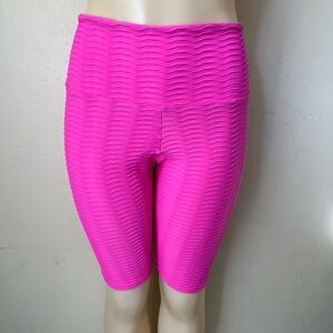 High-Rise Textured Bike Shorts in Hot Pink